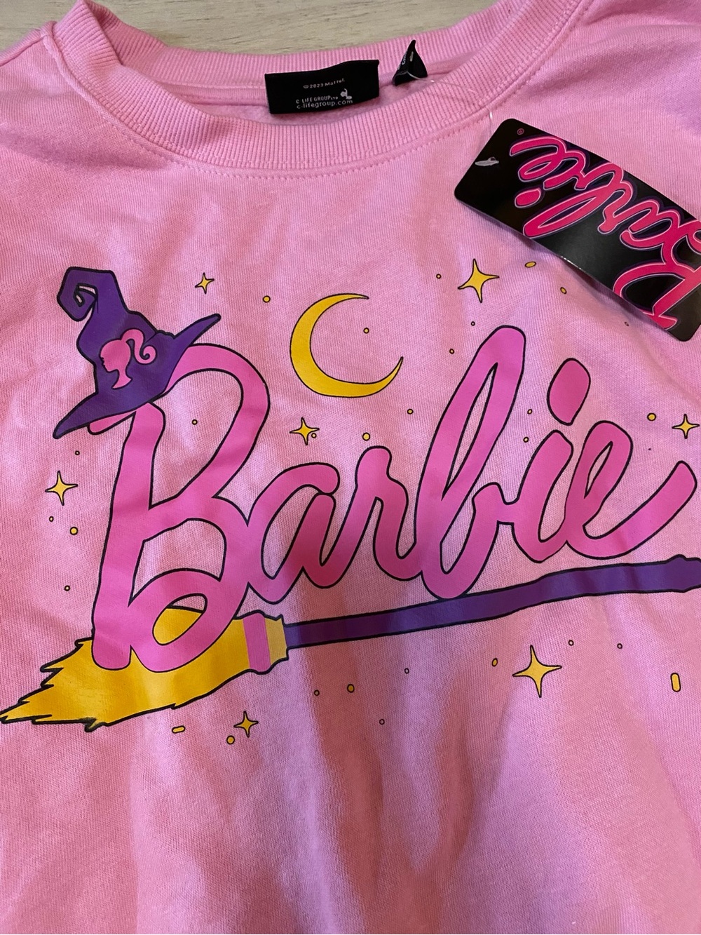 Barbie Halloween Witch Pink Graphic Crewneck Sweatshirt- NWT - Picture 7 of 15